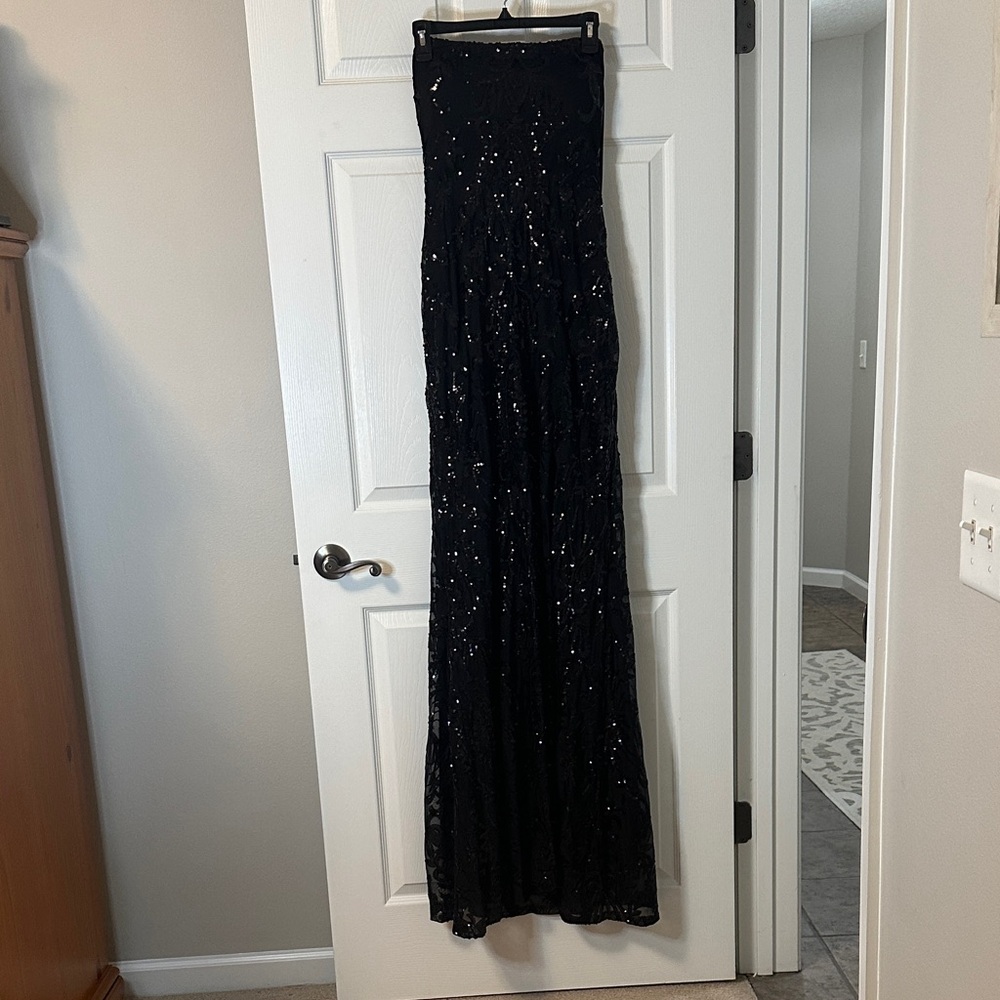 Elegant Black Sequin Evening Gown